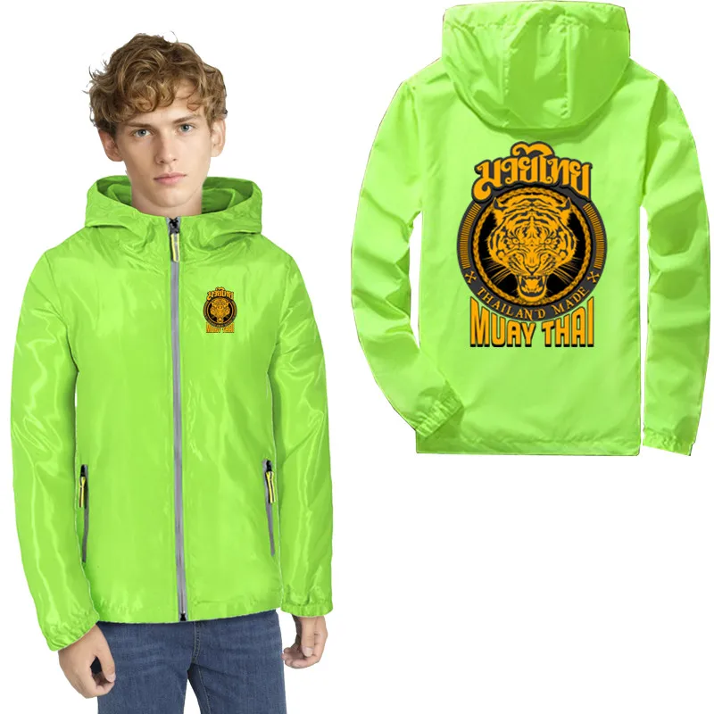 Мужская тонкая ветровка muay thai tiger Тайланд тигр Муай Тай с логотипом куртка на