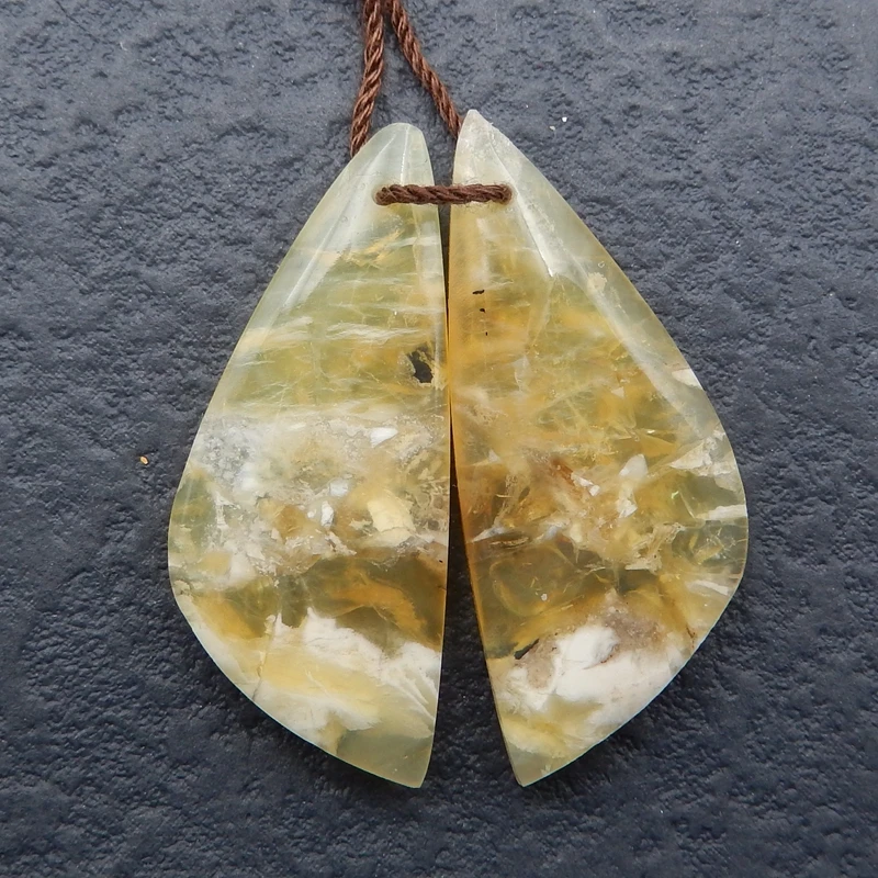 

Модные женские серьги из натурального драгоценного камня желтого опала, ювелирные изделия из полудрагоценного камня 32x13x4 мм г