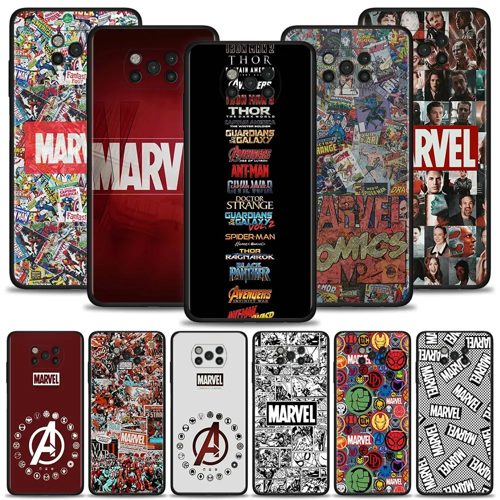 

Silicone Case For Xiaomi POCO X3 NFC X3 M3 M4 Pro X3 F3 GT Pocophone F1 Phone Cover Marvel Avenger Superhero Logo Comics