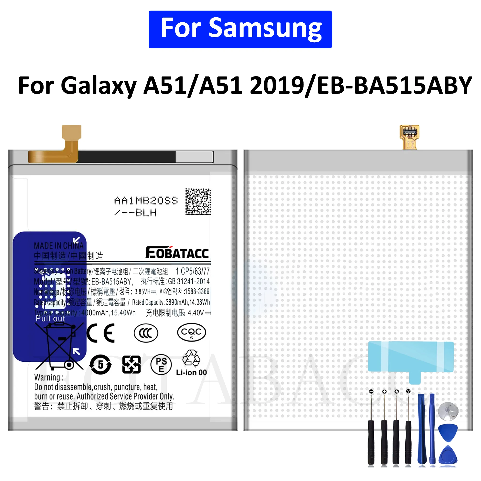 EB-BA515ABY Сменный аккумулятор 4000 мАч SM-A515 SM-A515F/DSM для Samsung Galaxy A51 4G телефона +