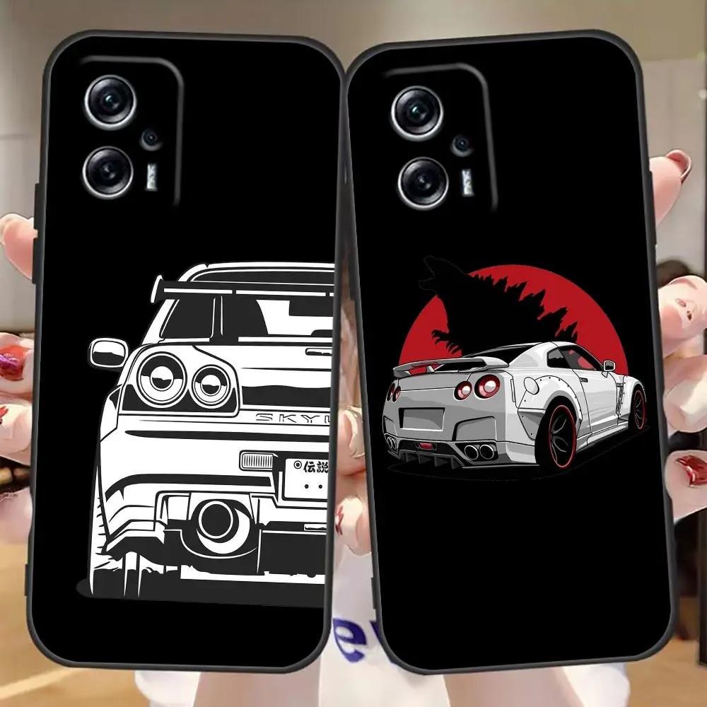 

N-Nissan Skyline R34, автомобиль, Спортивная модель для Redmi Note 11 10 9T 9S 9 8T 8 7 6 5 5A 4 3 A1 GO Pro Aprime чехол 4G, черный чехол