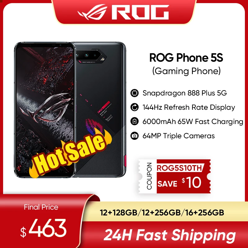 Смартфон ASUS ROG Phone 5S 5 S, Snapdragon 888 Plus, 6,78 дюйма, 144 Гц, AMOLED, 6000 мАч, 65 Вт, быстрая зарядка, игровой телефон с NFC