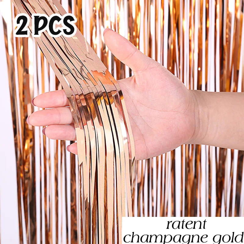 

2 шт., занавеска с бахромой из фольги премиум-класса, украшение для дня рождения, вечеринки, фон для фотобудки для детей и взрослых, детский душ, свадебная драпировка