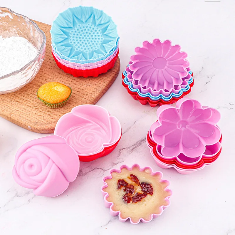 

5Pcs Silicone Reusable Baking Chocolates Cake Jelly Mould Cupcake Mousse Pudding Maker Muffin Cup Wedding Kitchen Pastry Tools