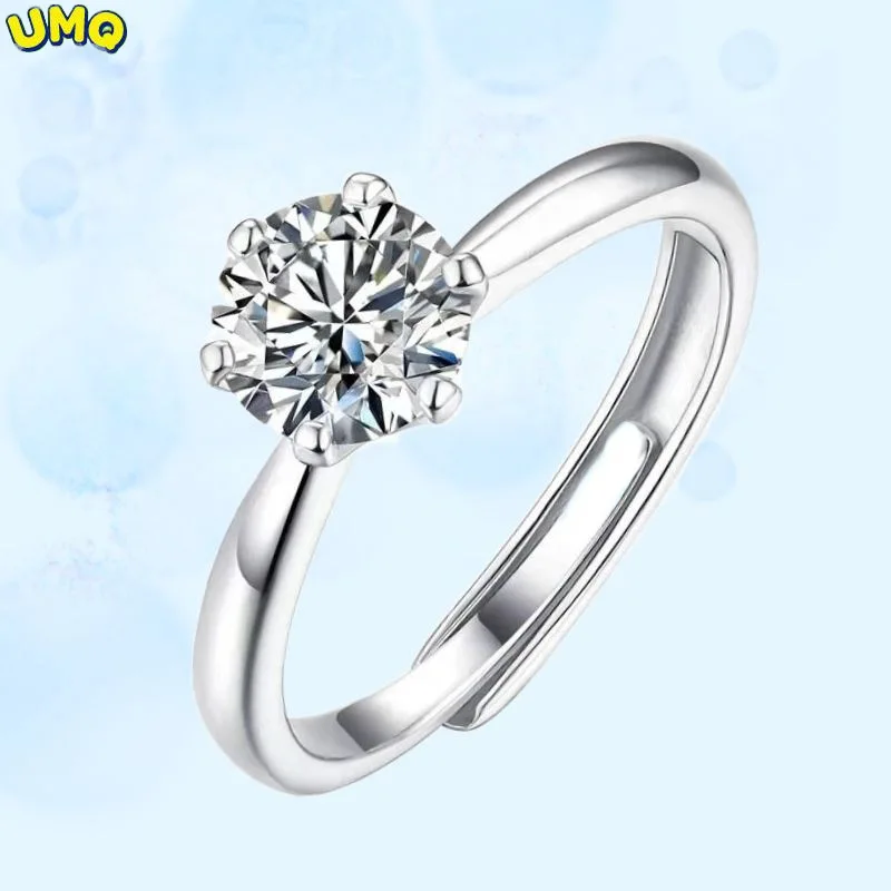 100% Copy Moissanite Engagement Rings Platinum Plating Sterling Silver 1ct 2ct 3ct Diamond Wedding Rings Classic 6 Prong Ring