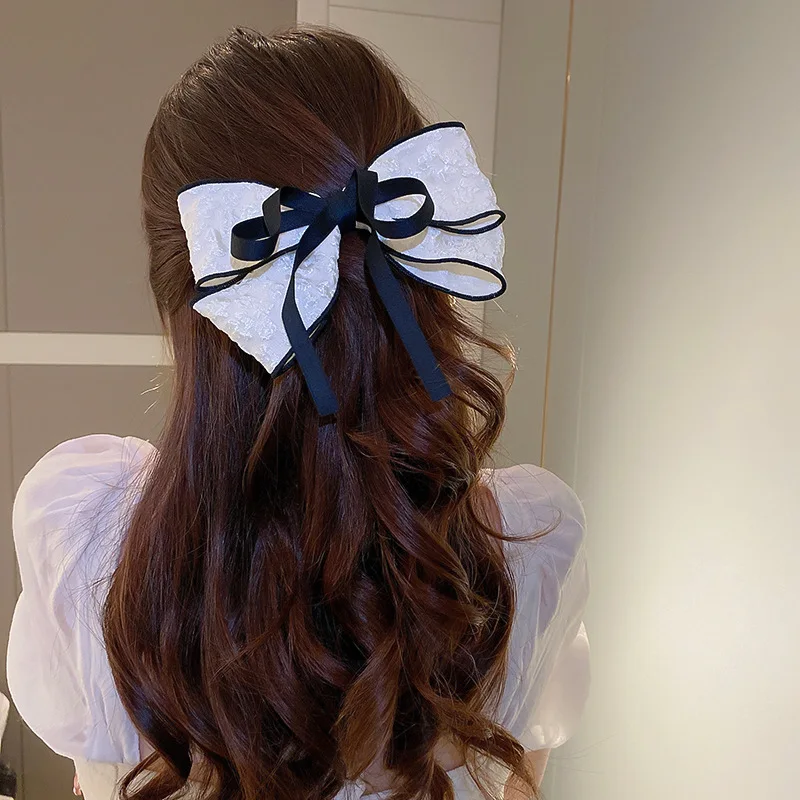 

Elegant French Style Bow Hair Clips Barrettes Women's Hairpins White Black Bowknot Hairclips Girls Hair Accessories Summer 2022
