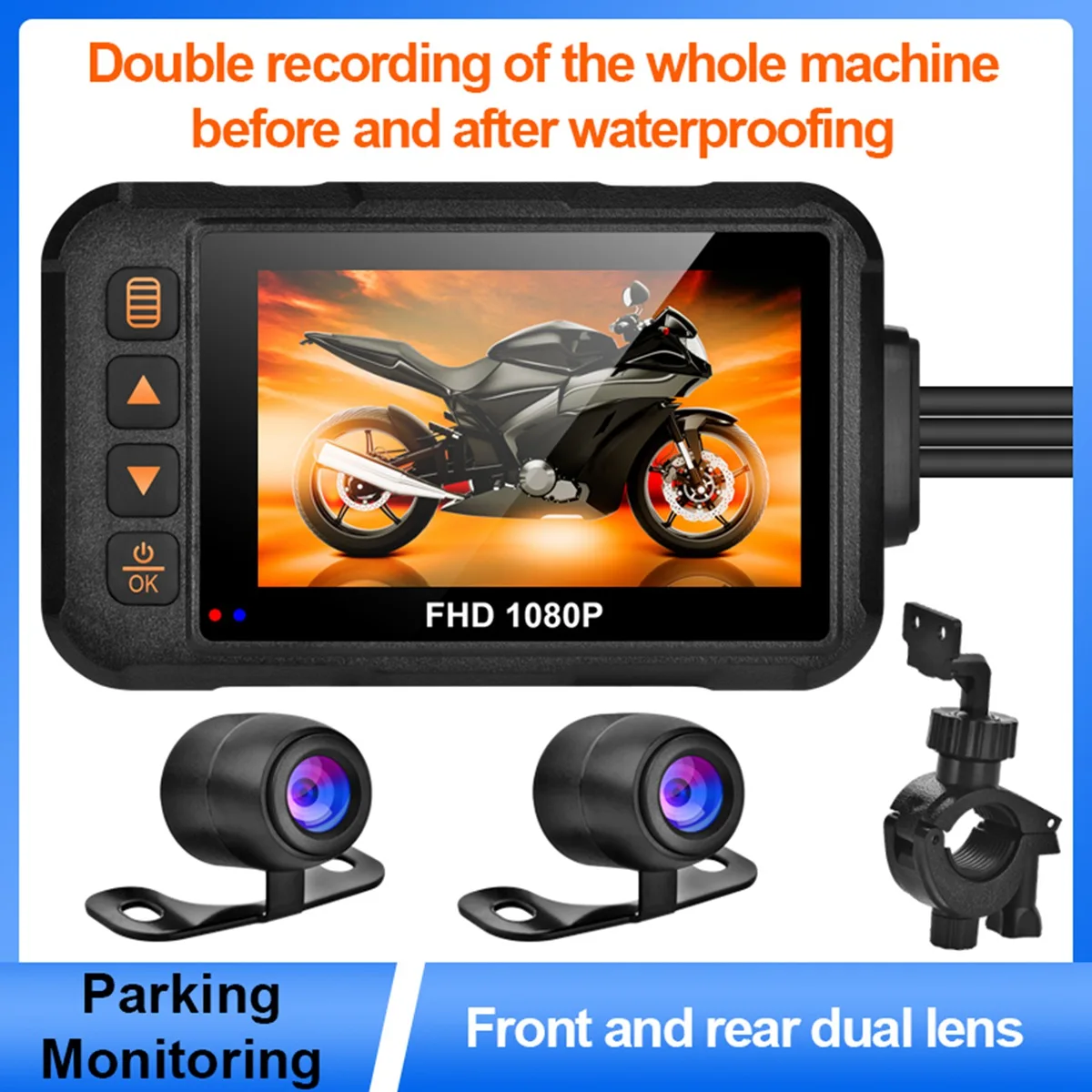 

1080P Waterproof Motorcycle Camera DVR Motorcycle Dashcam Front & Rear Camera Video Recorder DVR Black Night Vision Box