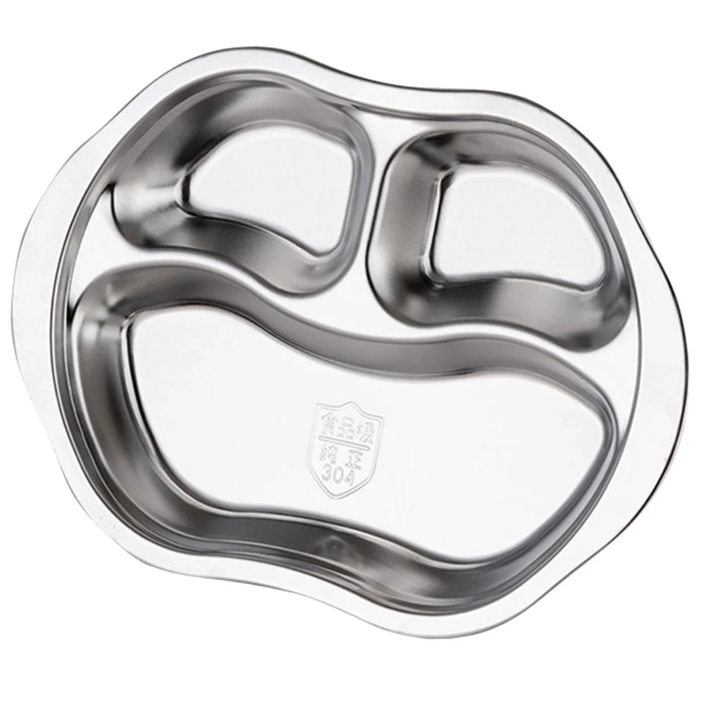 

Plate Dividedstainless Steel Trays Compartment Tray Kids Snacklunchcafeteria Toddler Suction Dishcontrol Portion Infants Home