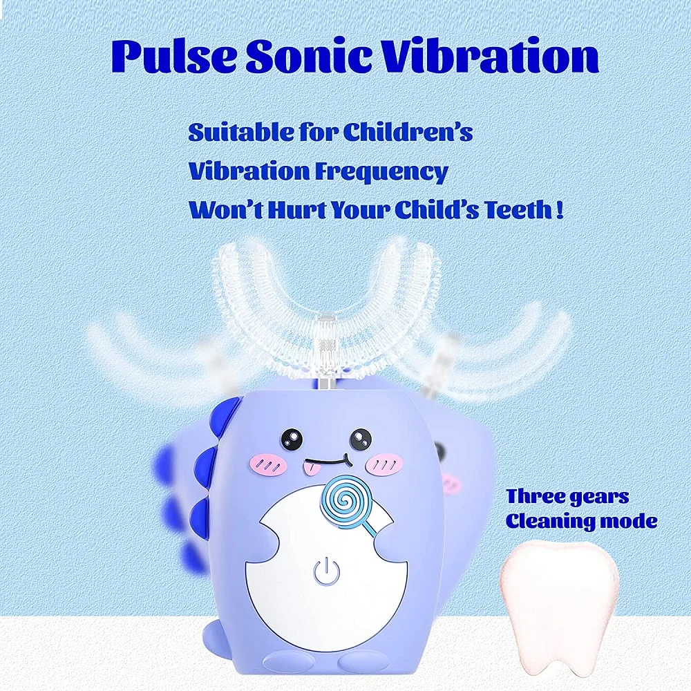 Electric Toothbrush Kids 2-12Years Whitening Brush U-shaped Silicone Sonic Smart Ultrasonic Tooth Brush Children IPX7 Waterproof enlarge