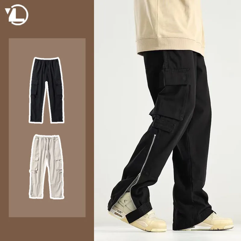 Брюки-карго мужские в стиле Харадзюку японские уличные штаны хип-хоп на молнии