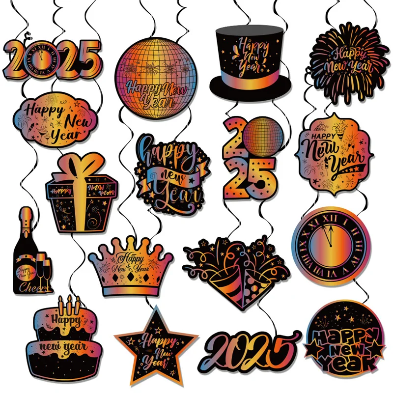 17 шт. подвесные завитки с Новым годом украшения для вечеринок на Новый год 2025 года