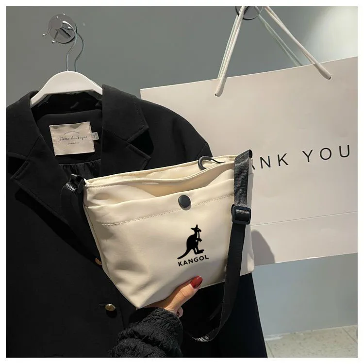 Kangol 2023 New Nylon Small Bag High-Grade Bucket Tote Bag Women Trendy Fashion Women's Bag Shoulder Messenger Bag