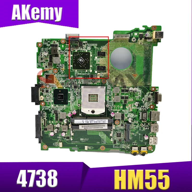 

Akemy Laptop motherboard For ACER Aspire 4738 4738G 4738Z 4738ZG HD6300M DDR3 Mainboard DA0ZQ9MB6C0 MBRBL0600105 HM55