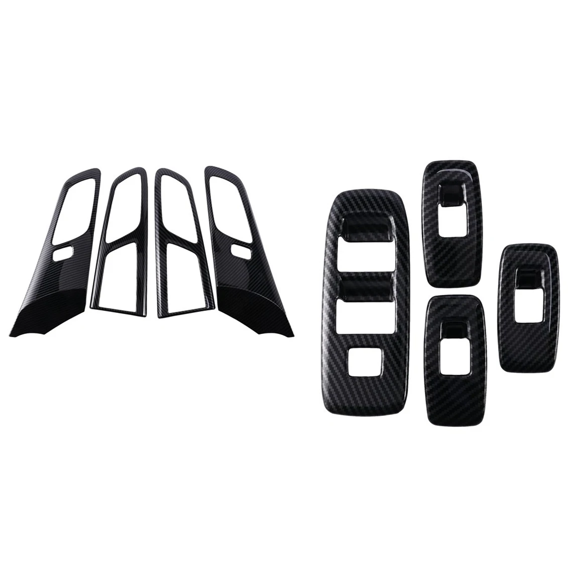 For Ford Ranger Everest Endeavour 2015+ Inner Door Handle & Window Lift Switch Panel Cover Trim Accessories,Carbon Fiber