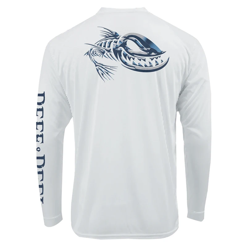 

2023 REEF & REEL Long Sleeve UPF 50 Protector Protects You From Harmful UV Rays Floating Fish Back For All-Day Sun Protection