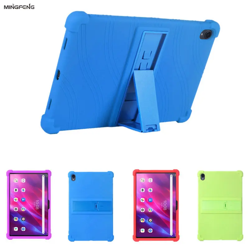 

4 Thicken Cornors Silicon Cover Case with Kickstand For Lenovo Tab K10 10.3" Tablet PC TB-X6C6F TB-X6C6X Shockproof Funda Kids