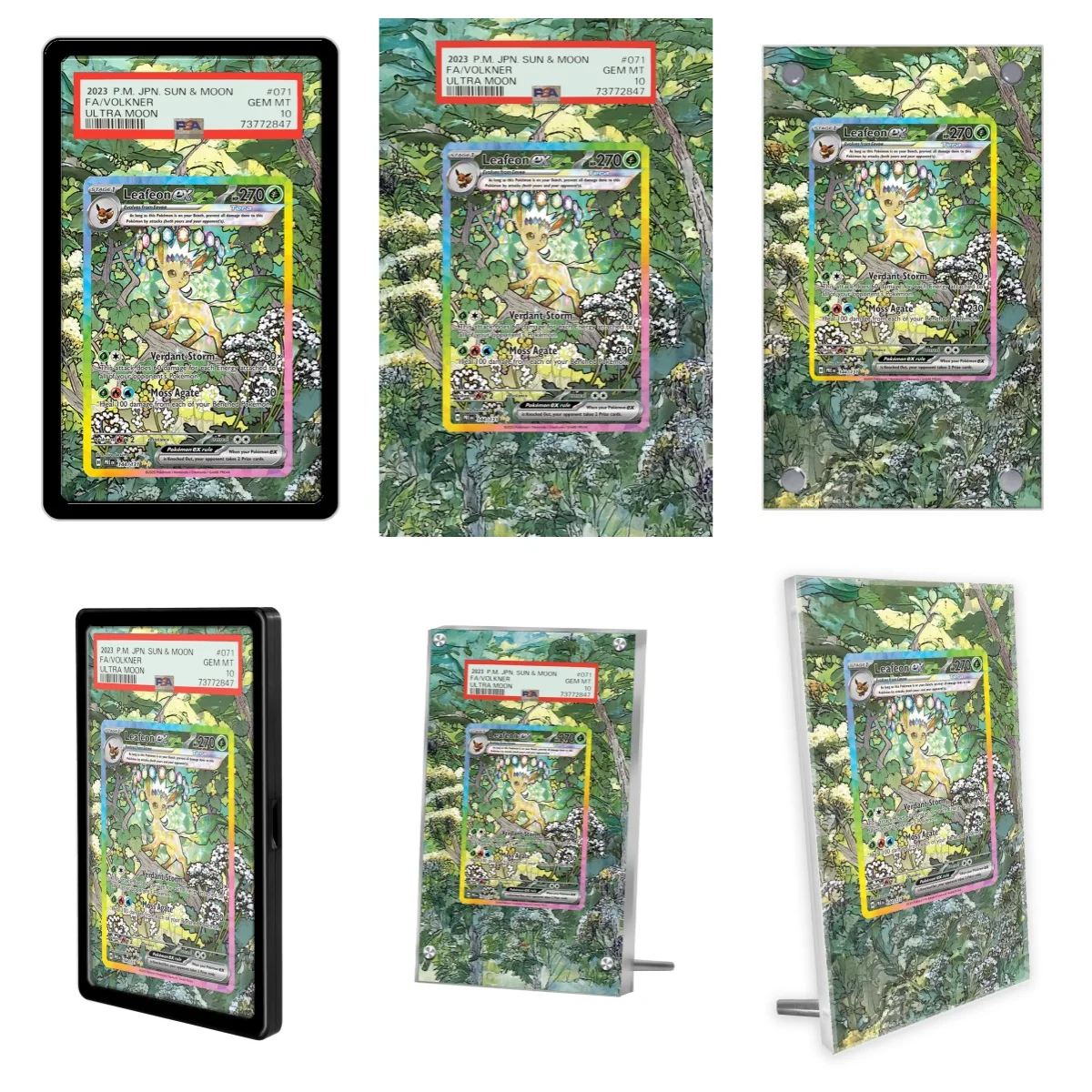 Фото Карты с покемонами, дисплей PTCG Leafeon ex, коллекция аниме, игровая коллекция, расширяющиеся художественные подарки, акриловый защитный чехол, брелок, игрушки №5