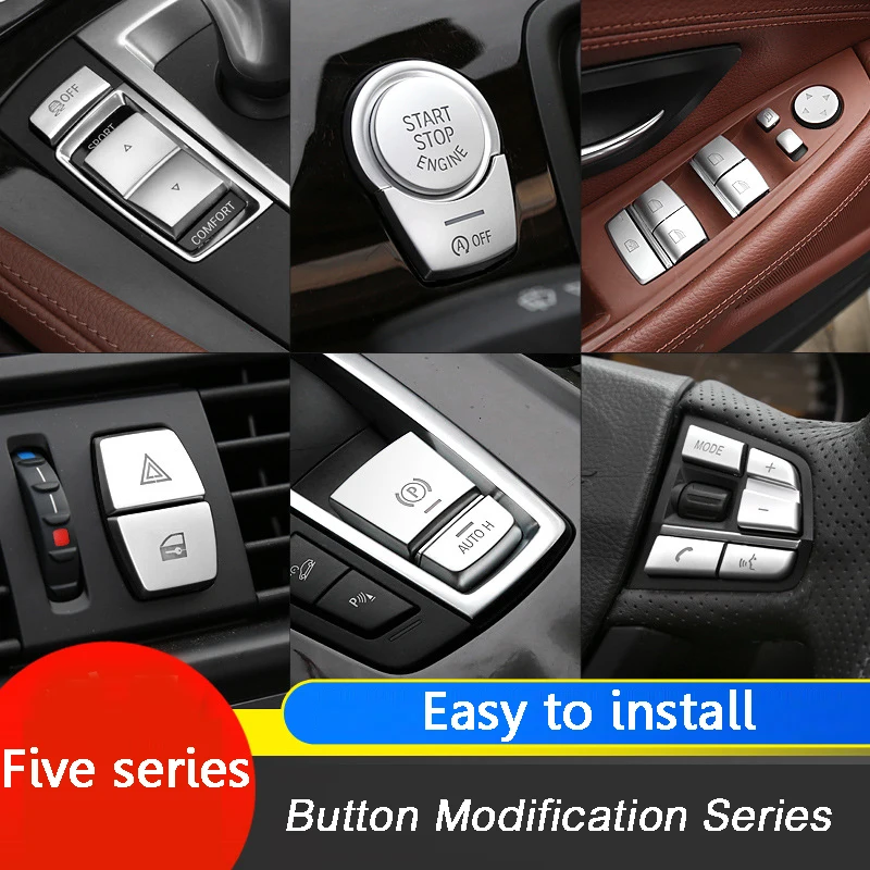 

Chrome ABS Car Interior Buttons Sequins Decoration Cover Trim Decals for BMW 5 Series F10 F18 520 525 528 530 2011-17 Decora