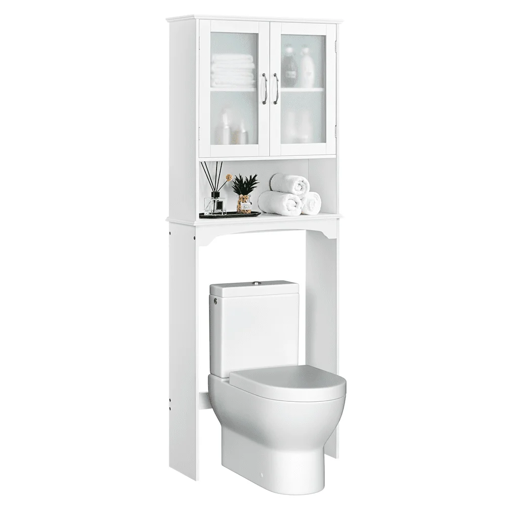 

SmileMart Wooden Over the Toilet Storage Cabinet 3-Shelf for Bathroom, White