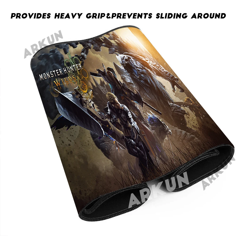 Big Fighting Strategy Adventure Game Monster Hunter Wilds Gaming Mouse Pad XXL Computer Keyboard Desk Soft Office Table Mat