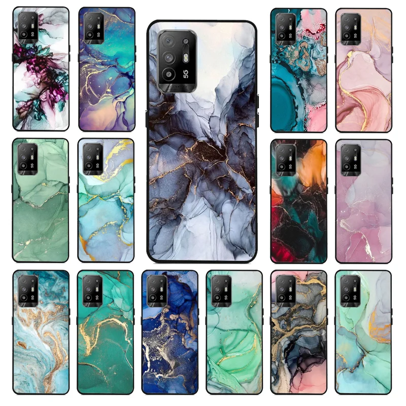 

Colorful Blue Pink Green Marble Phone Case for OPPO A54 A74 A94 A53S A9 A5 A15 A16 A91 A96 A76 Reno8 8Pro Reno2 Z