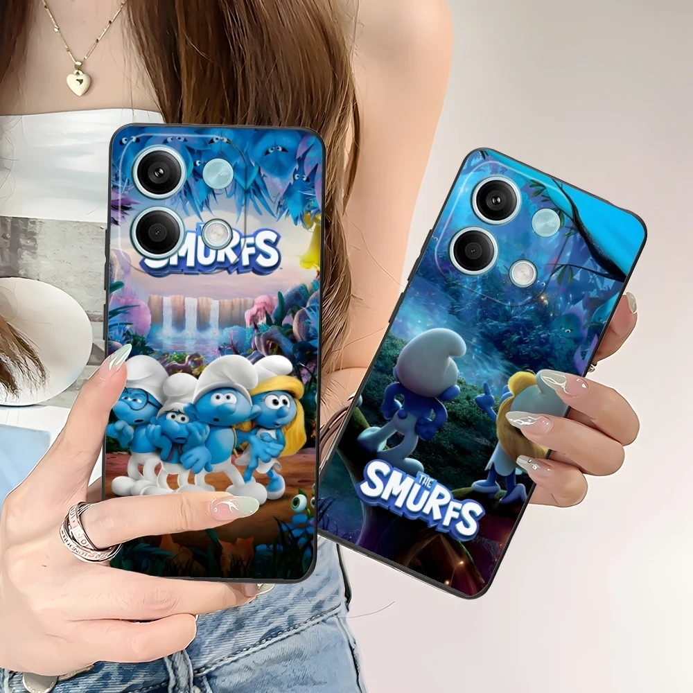 Smurfs Smurfette Smart Mobile Phone Case для Xiaomi POCO M6 M5 M4 M3 X6 X5 X4 X3 F6 F5 F4 F3 F2 C40 Pro GT 5G Черный чехол