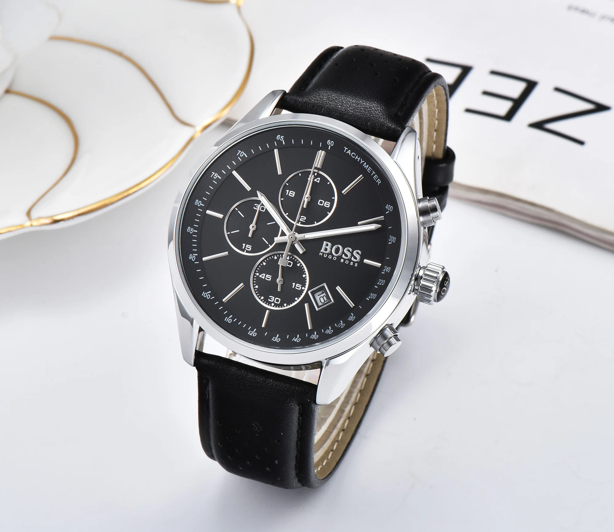 High Quality Hugo Boss Watches for Men Chronograph Top Belt Strap Business Fashion Wrist Watch Quartz Movement