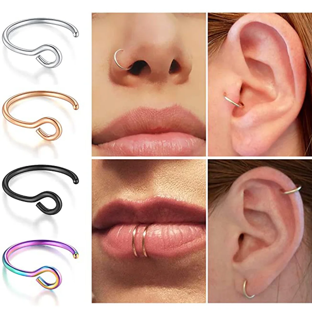 Искусственная перегородка Имитация пирсинга для носа кольца из нержавеющей