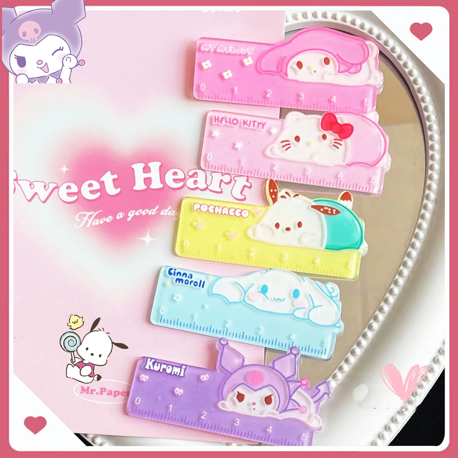 

Sanrioed Rulers Mini 5Cm Portable Kawaii Diy Material Anime My Melody Kuromi Pochacco Cinnamoroll Cute Lovely Kids Girls Gifts