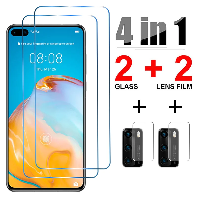 

Закаленное стекло 4 в 1 для Huawei P40/P50/P30/P20 lite Pro/E, Защита экрана для планшетов Huawei P Smart S, Z 2021, 2020, 2019, стекло