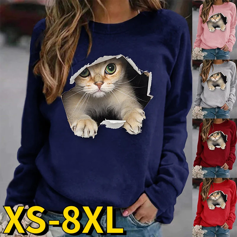 2022 Autumn Winter Women's T Shirt Tee Animal Printed Sweater Casual T Shirt Tee Long Sleeve Print Round Collar Pullover Tops