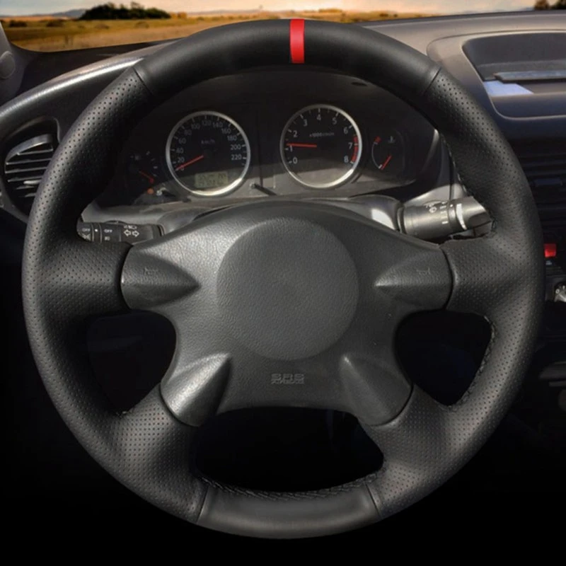 

Чехол на руль Nissan Almera (N16) X-Trail (T30) Primera (P12)Terrano 2 Pathfinder Paladin, черный, искусственная кожа