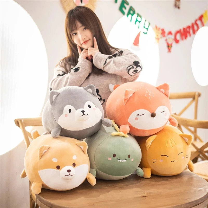 50cm Chubby Fat Round Husky Fox Shiba Inu Dog Plush Toy Stuffed Animals Soft Doll Throw Pillow Cushion Kids Toys Birthday Gift