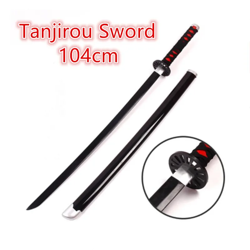 104cm Cosplay Sword Weapon Demon Slayer Kimetsu no Yaiba Tanjirou Black Sowrd 1:1 Anime Ninja Knife PU Prop Model Gift Decor