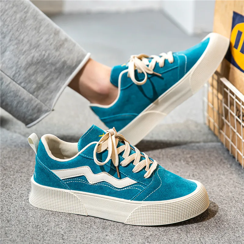 Summer Blue Classic Chunky Men's Skateboard Shoes Comfortable Lace-up Mens Sports Shoes Breathable Anti-slip Men Casual Sneakers
