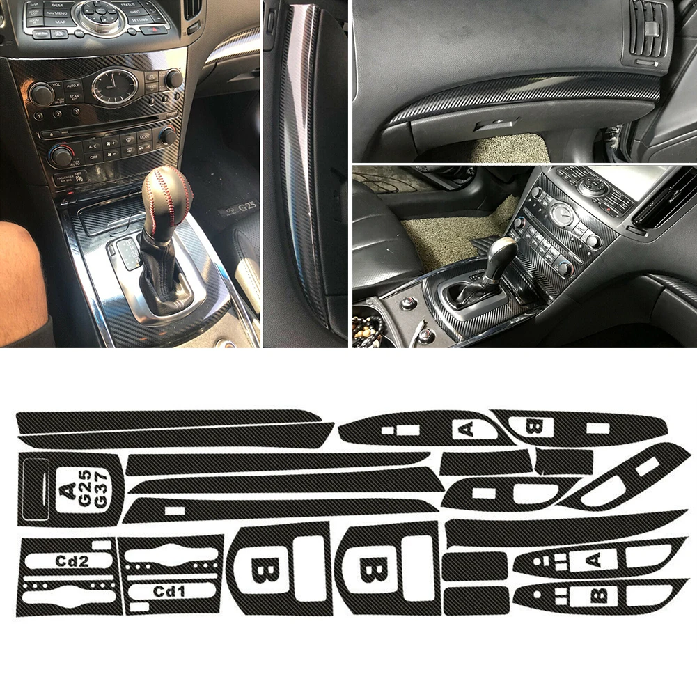 

3D Carbon Fiber Pattern Interior DIY Trim Decals For Infiniti G25 G37 2009-2013 Dash Kits Apply Like A Decal Sticker Decoration