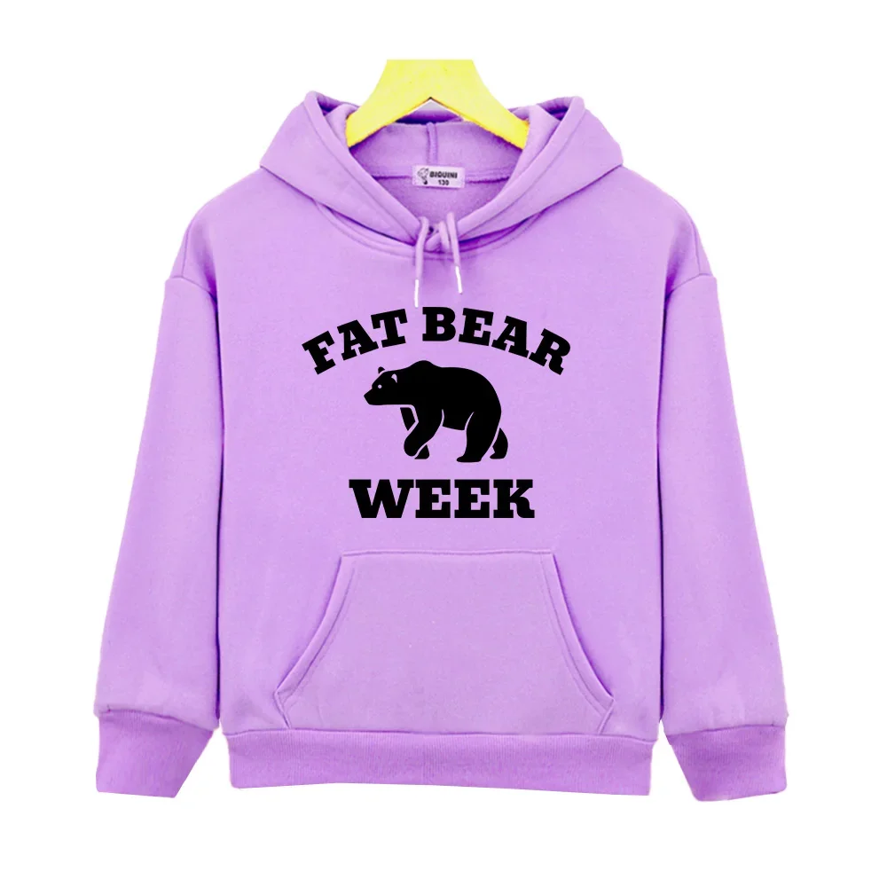 Фото Толстовки с милым принтом Fat Bear Week, уличная одежда, одежда для мальчиков и девочек, кавайные детские пуловеры с графическим принтом, толстовка с длинными рукавами №5