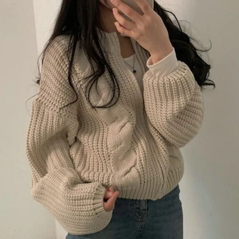 

Women Cardigans Sweater O-neck Spring Autumn Knitted Cashmere Cardigans Solid Zipper Womens Sweaters 2024