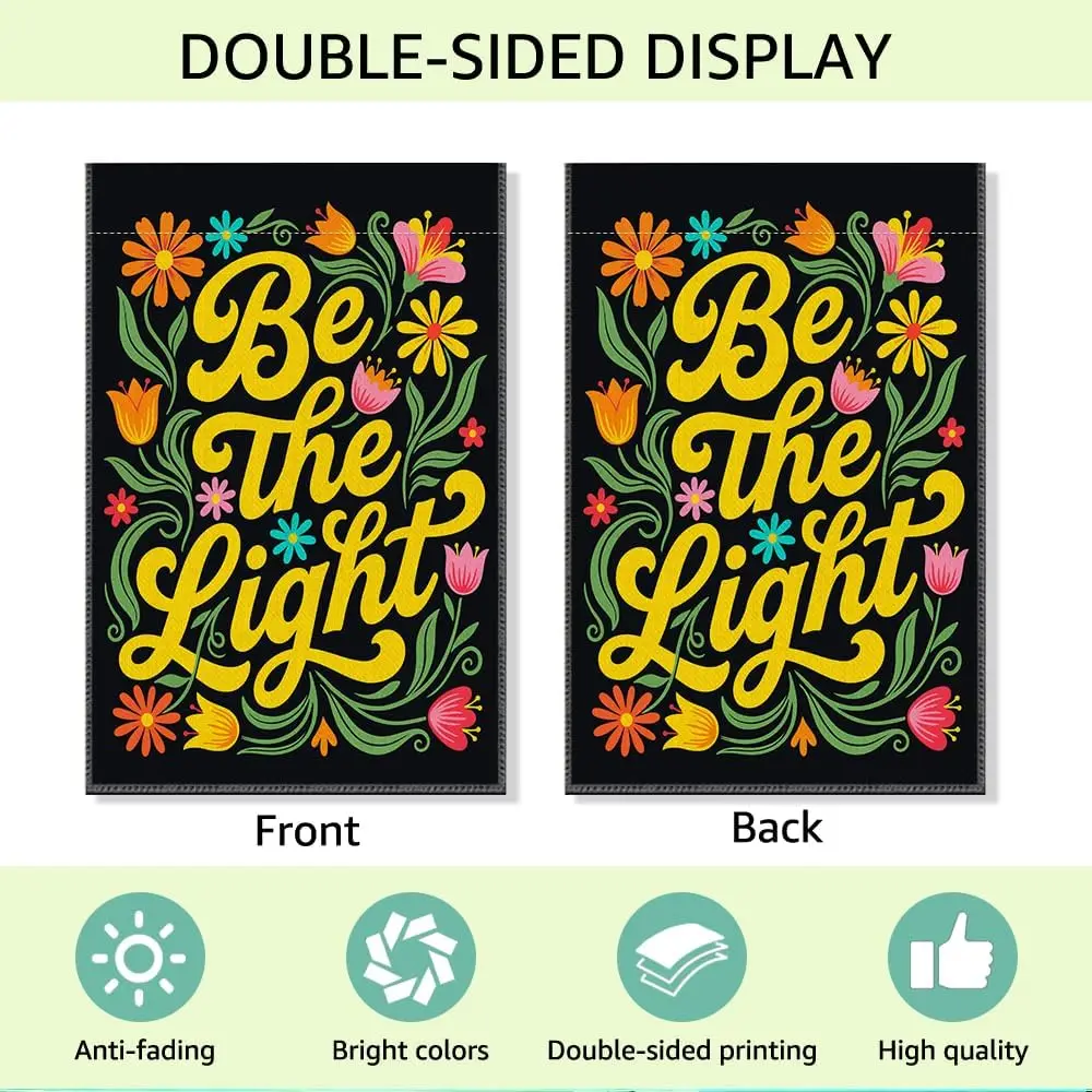 Фото Флаг для сада RZHV Be The Light, двусторонний, для улицы, двора, украшения сада, парадов, с цветочными мотивами, для ментальной поддержки и исцеления, AAS №4
