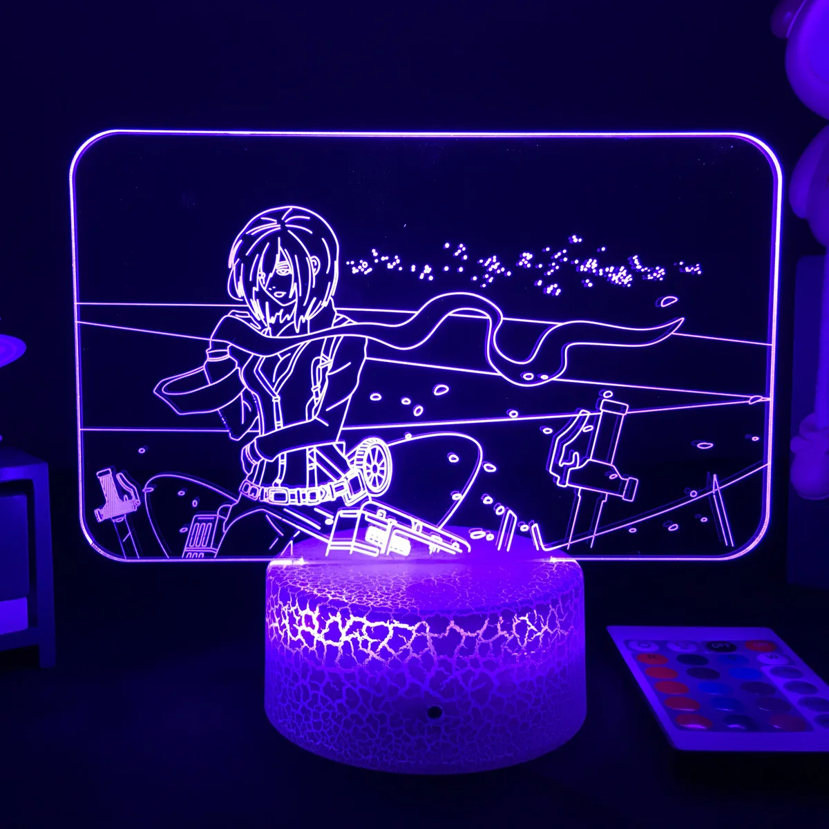 

Anime Attack on Titan 3D LED Nightlight Mikasa Ackerman Figure For Bedroom Decor Bedside Lamp Birthday Gift Shingeki No Kyojin