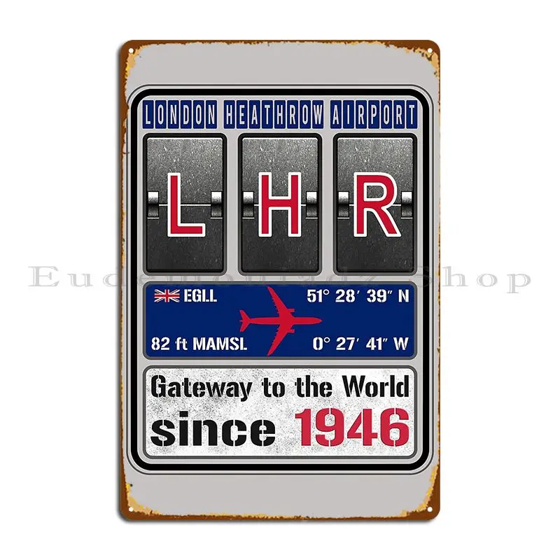 Lhr London Heathrow Airport Великобритания Современный дизайн Металлическая вывеска Кино