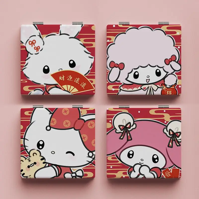 

My Melody Kawaii Anime Sanrio Piano Cinnamoroll Cute Cartoon Cat Girly Heart Double-Sided Portable Makeup Mirror Toy for Girls