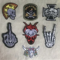 mixed 7pcslot punk skull patches color sewn embroidery iron on applique clothing handmade diy garment decor