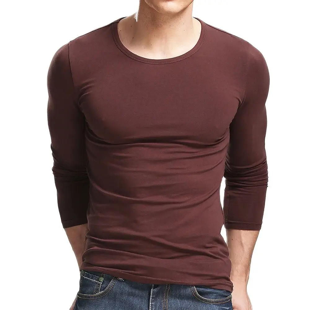 

2022 Lycra Cotton Men's T-Shirt 5XL Long Sleeved T Shirt Men Pure Color Casual Tops Tees Shirts Man Tshirt For Male