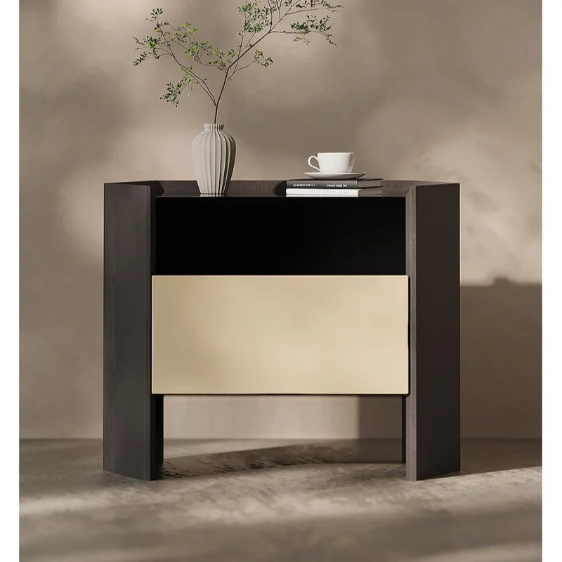 

Bedside table ins style modern design Nordic minimalist bedroom light luxury solid wood furniture