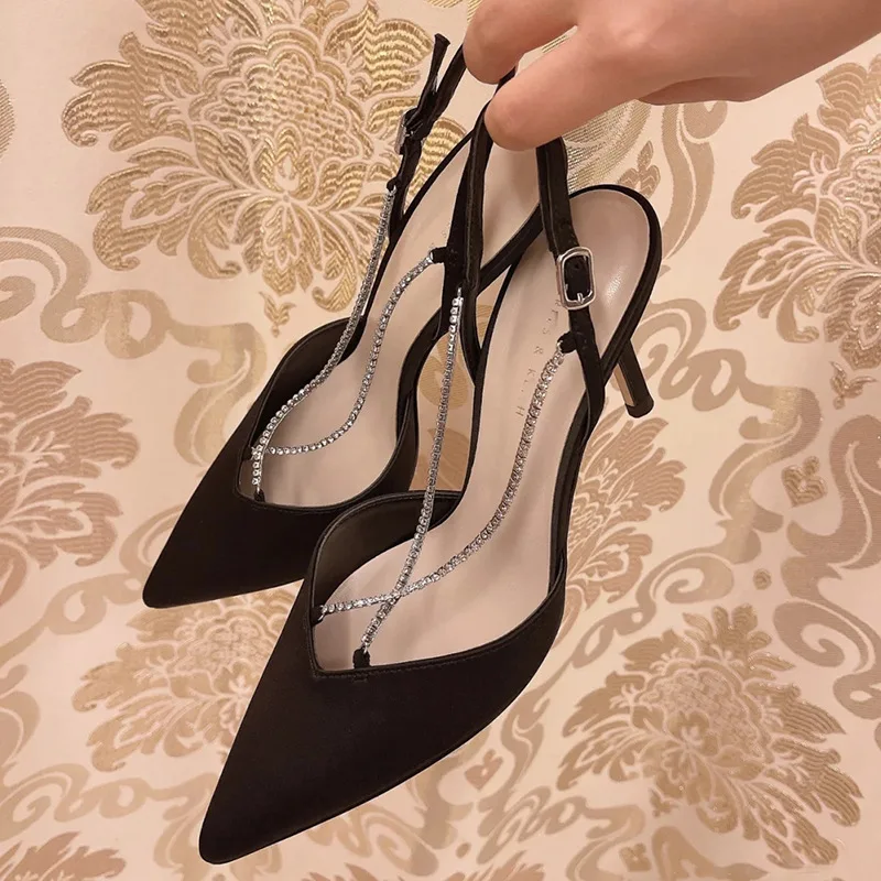 

Босоножки женские на высоком каблуке-шпильке, с острым носком