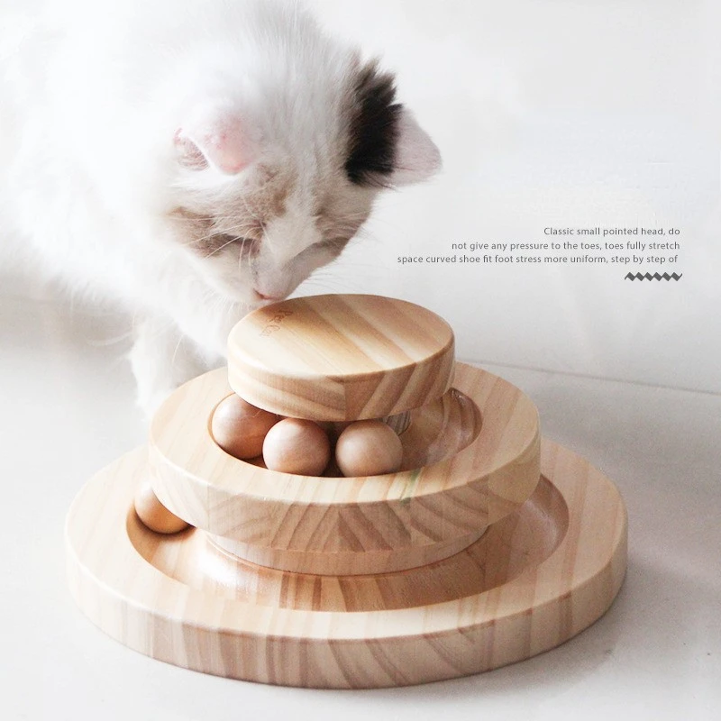 

2/3 layers Cat Turntable Wooden Pet Cat Toys Cat Interactive Game Toys Pet Smart Track With Balls Funny Kitten Toys Pet Supplies