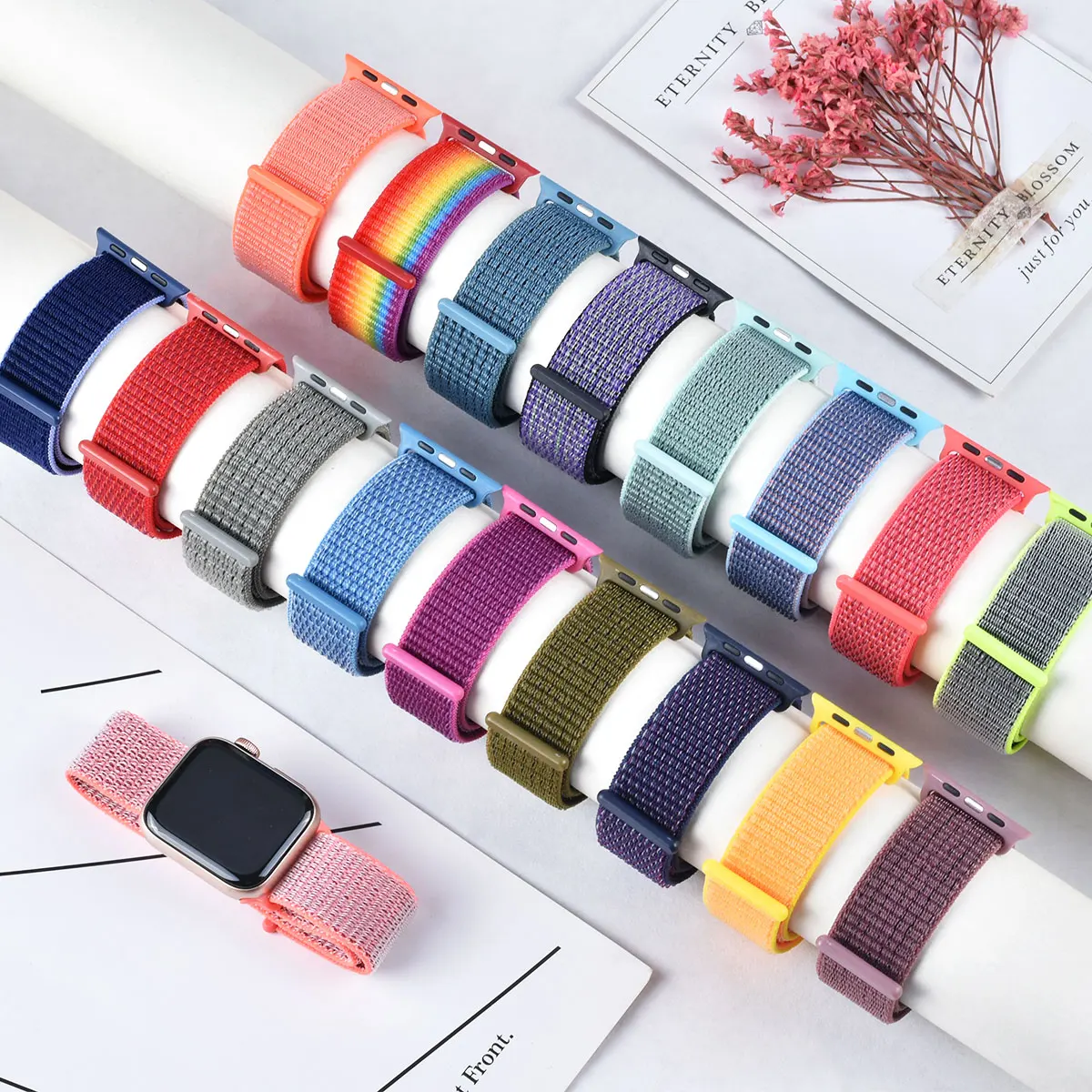 Nylon Loop Band For Apple Watch Strap 49mm 44mm 45mm 40mm 42mm 41mm 38mm Bracelet belt Correa iWatch Series 3 4 5 6 Se 7 8 ultra