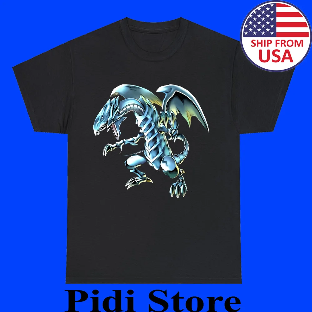 Мужская черная футболка с голубыми глазами и белым драконом Yu-Gi-Oh 1 размер от S до