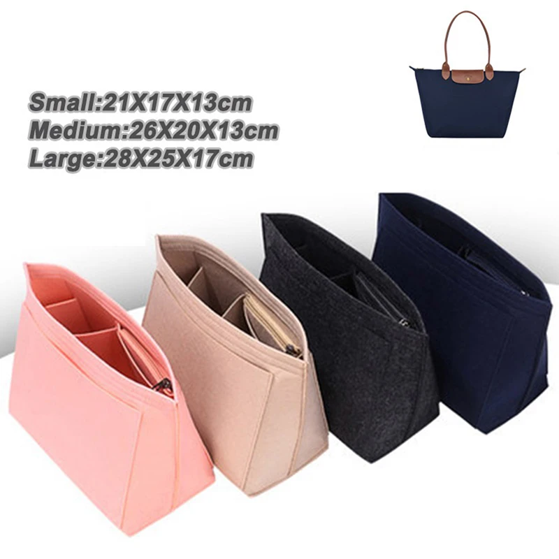 

1Pcs Felt Insert Bag Fits For Long champ Handbag Liner Bag Felt Cloth Makeup Bag Support Travel Portable